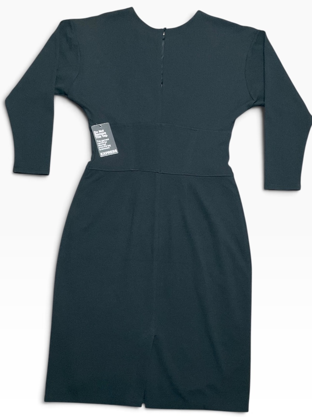 Express Black Long-Sleeve Lace-Up Waist Sheath Dress Size Medium NWT - Picture 2 of 8